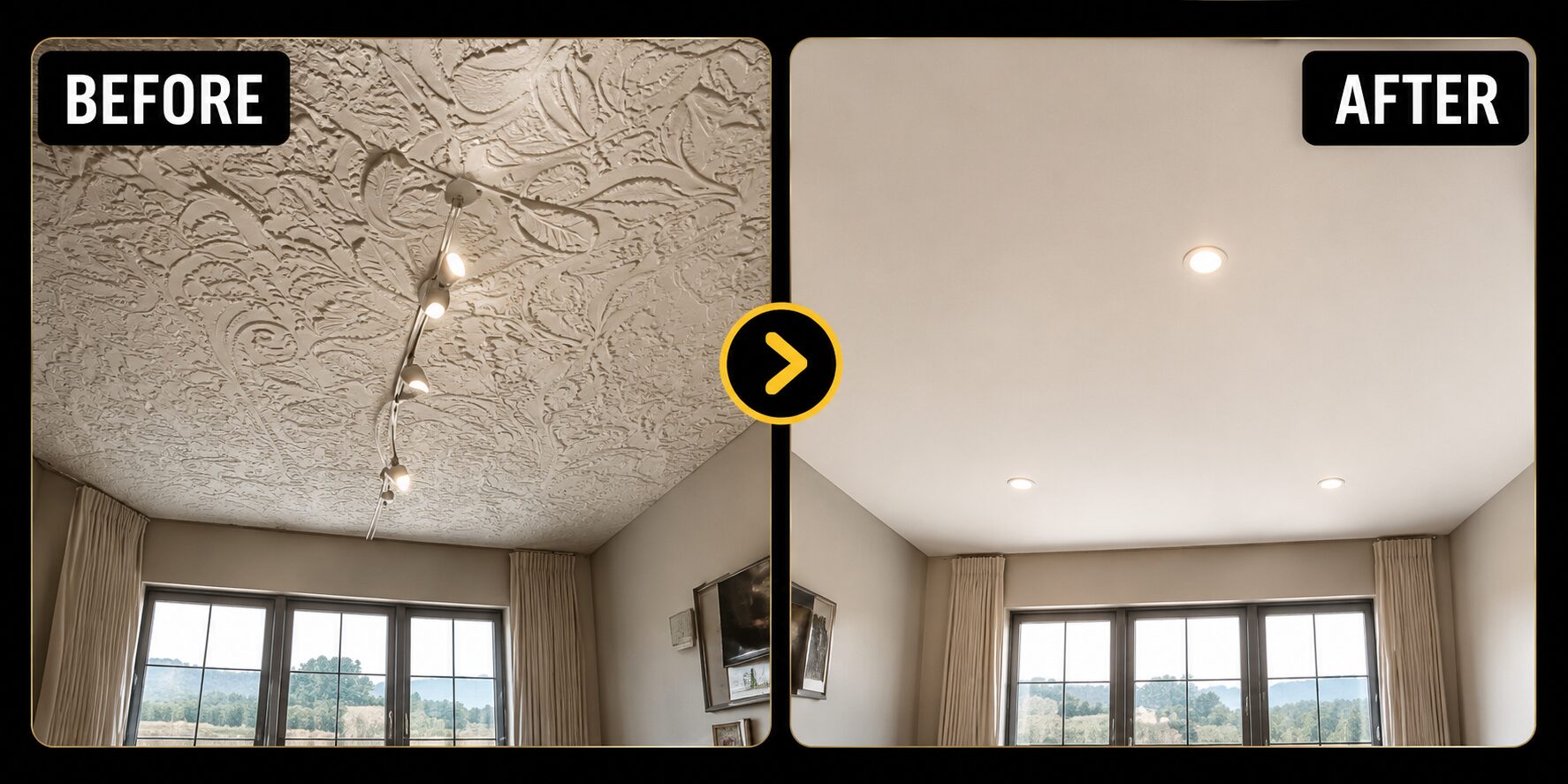 Before and after ceiling transformation