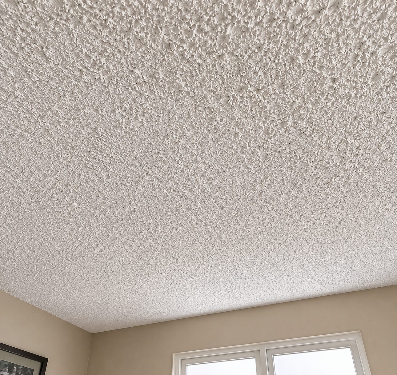 Close-up of a popcorn ceiling texture in a home