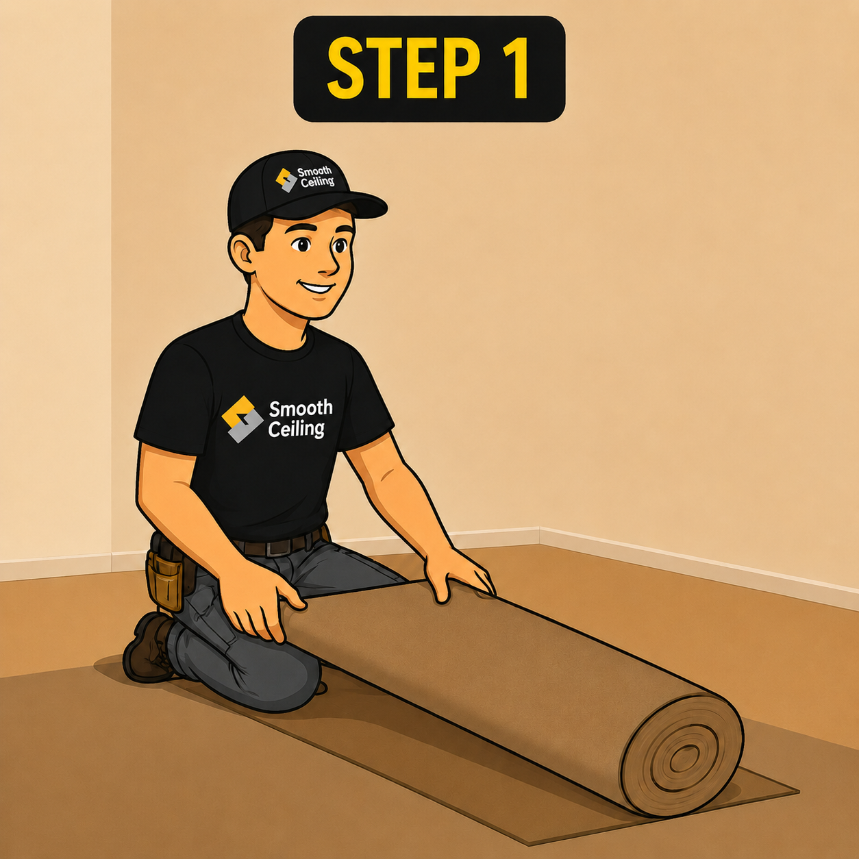 Step 1 in ceiling installation