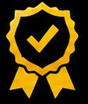 Golden badge with a check mark